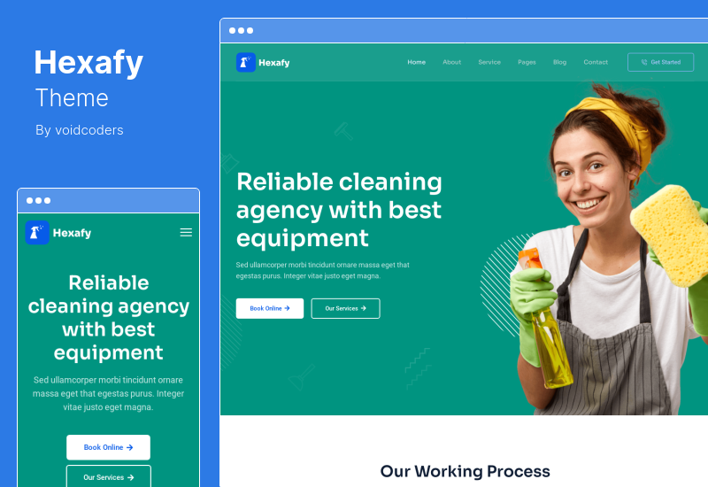 Tema Hexafy - Tema WordPress da empresa de limpeza