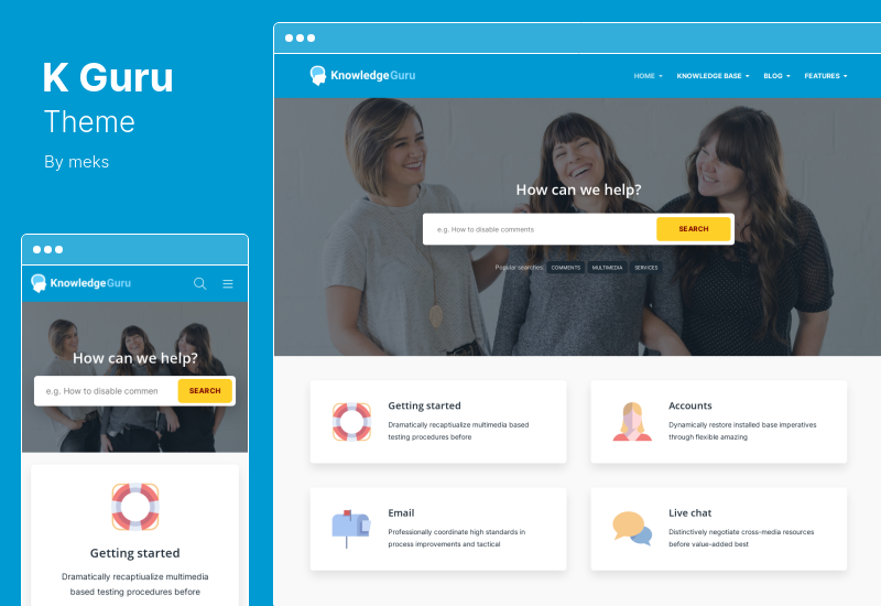 Tema KGuru - Base de conocimiento Tema de WordPress