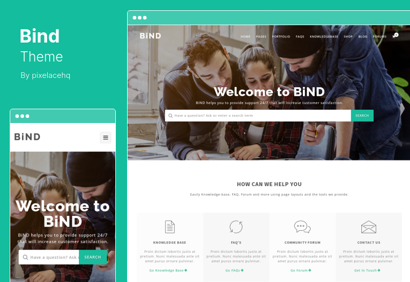Tema Bind - Mesa de ayuda sin esfuerzo y tema creativo multipropósito de WordPress