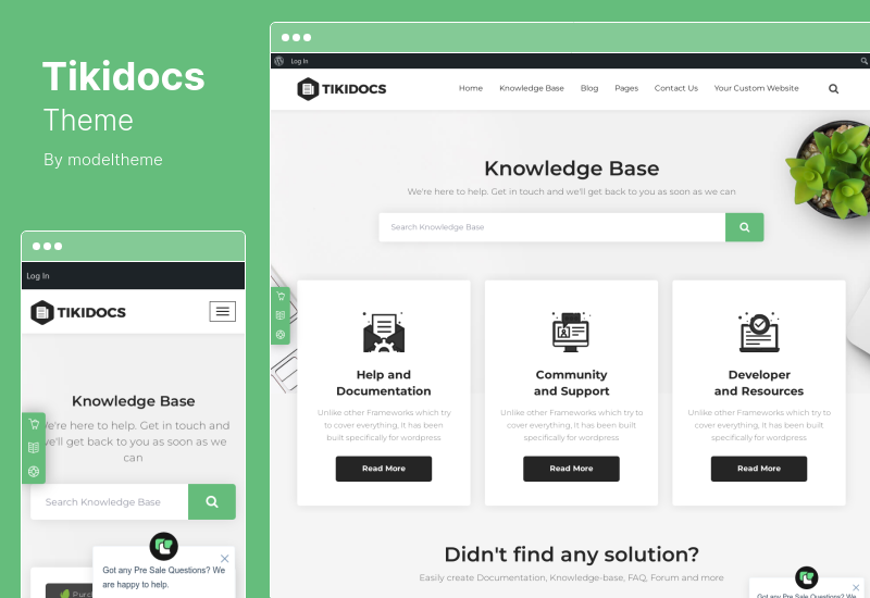 Tema Tikidocs - Base de conocimiento y foro de soporte Tema de WordPress