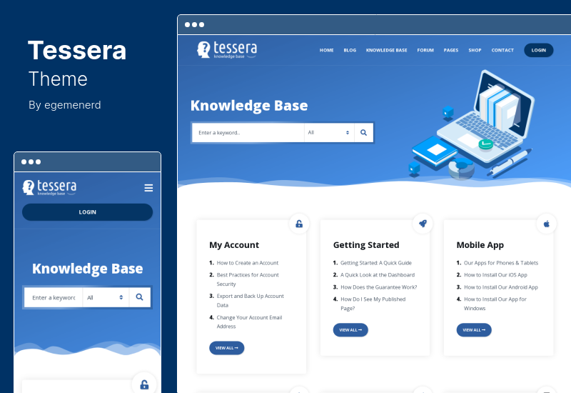 Tema Tessera - Base de conocimientos y foro de soporte Tema de WordPress