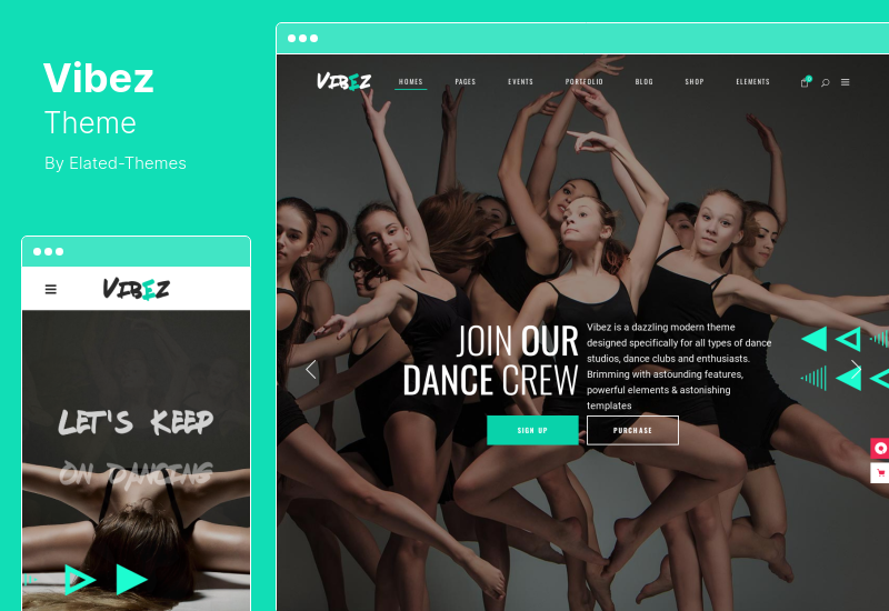Vibez 主題 - 舞蹈工作室和教師的動態 WordPress 主題