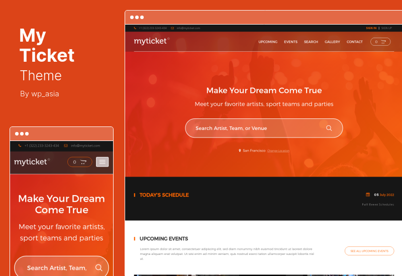 MyTicket Teması - Bilet / Etkinlik Yönetim Sistemi WordPress Teması