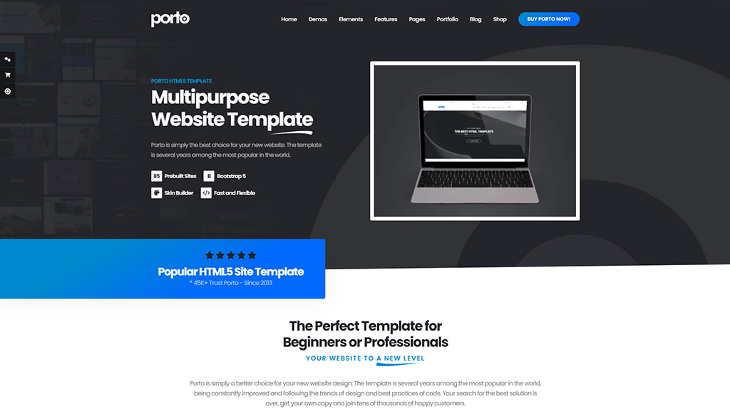最佳 HTML5 主题:Porto - 多用途网站模板