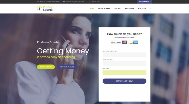 5つの最も信頼できるローンのWordPressテーマ 5 Payday Loans WordPress Theme