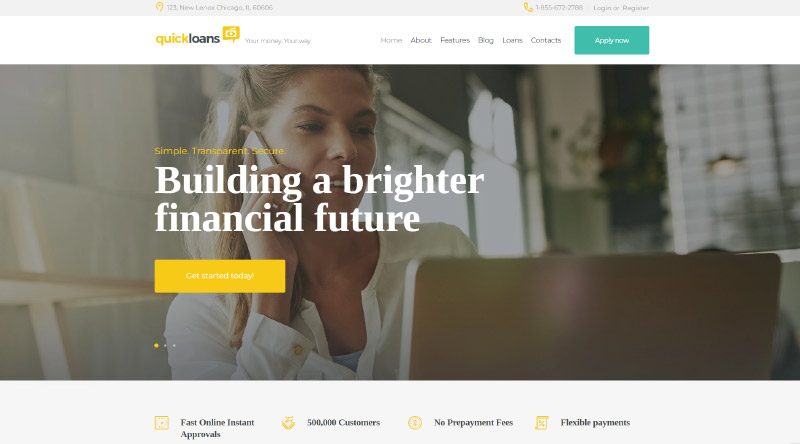5つの最も信頼できるローンWordPressテーマ 4 QuickLoans WordPress Theme