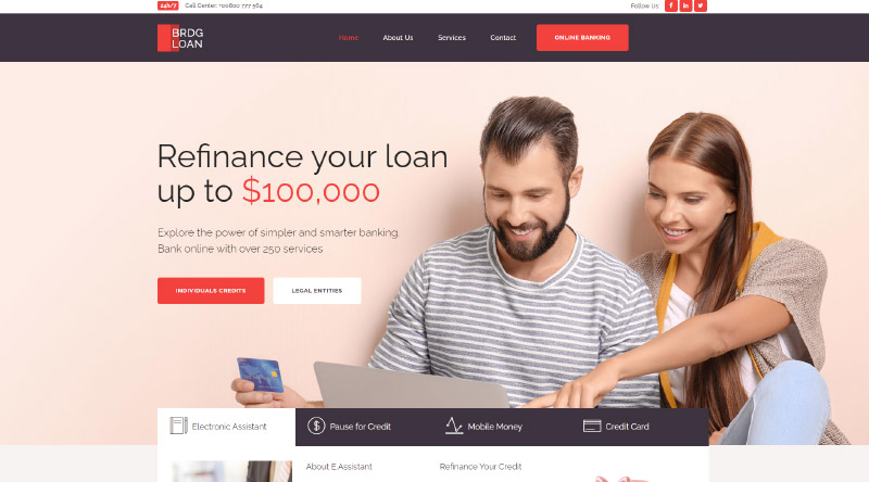 5つの最も信頼できるローンWordPressテーマ 3 Bridge Loan WordPress Theme