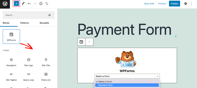 WPForms Blokunu Gönderinize veya Sayfanıza Sürükleyin Drag the WPForms Block Onto Your Post or Page
