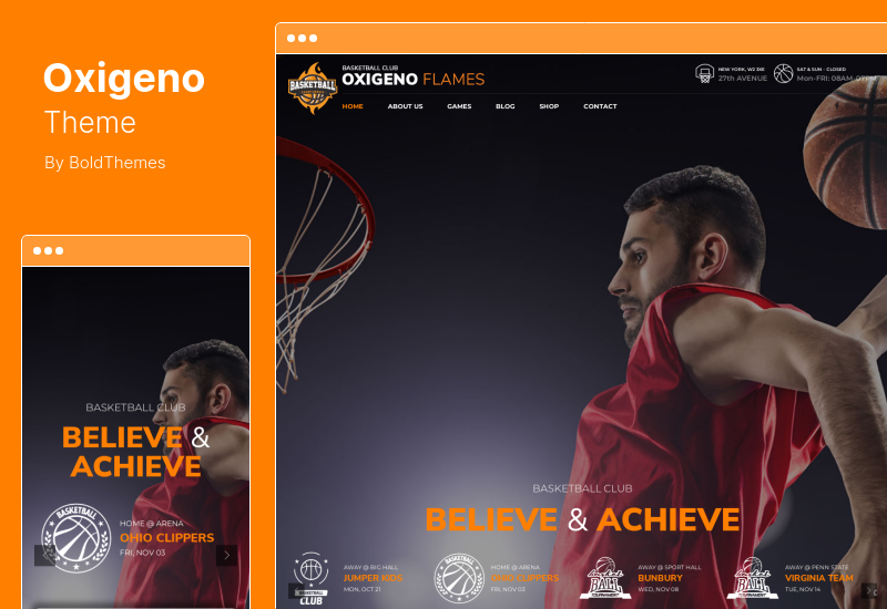 Oxigeno Teması - Spor Kulübü ve Takım WordPress Teması