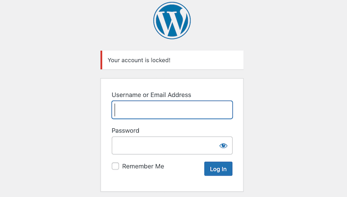 Zablokowane konto użytkownika WordPress A locked WordPress user account