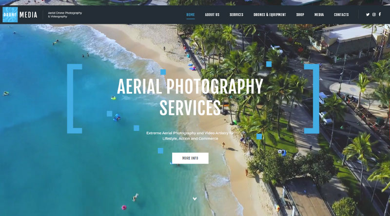 5+ потрясающих тем WordPress для видеосъемки для вашего сайта 4 Drone Media WP theme