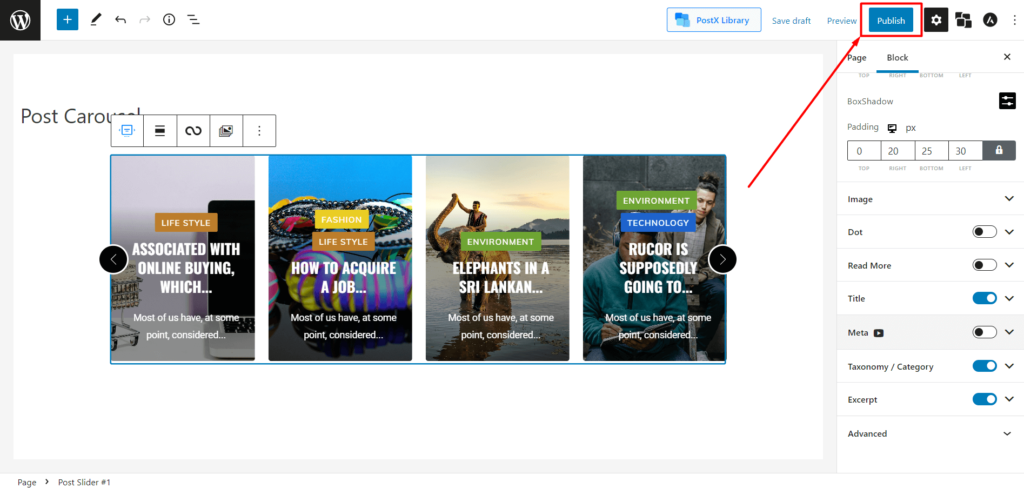 如何在 WordPress 5 中添加帖子輪播 Publishing Post Carousel