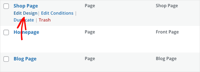 Editar página da loja woocommerce