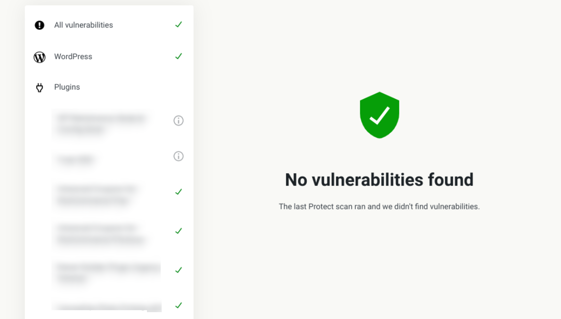 nenhuma vulnerabilidade encontrada aviso com o Jetpack Scan