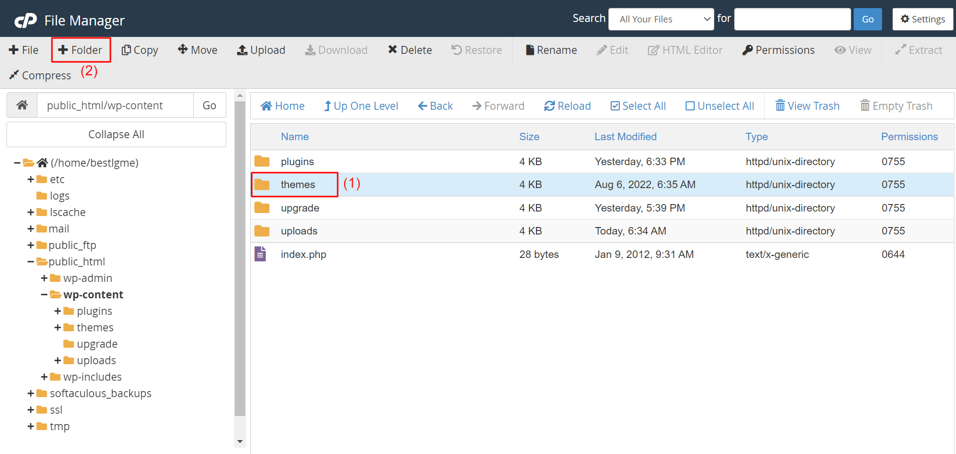 Cara Membuat Tema Anak WordPress: Playbook Lengkap Untuk Siapa Saja Di 2022 14 Create folder for Child Theme in cPanel