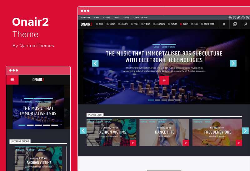 Tema Onair2 - Tema WordPress de estação de rádio com player de música ininterrupto