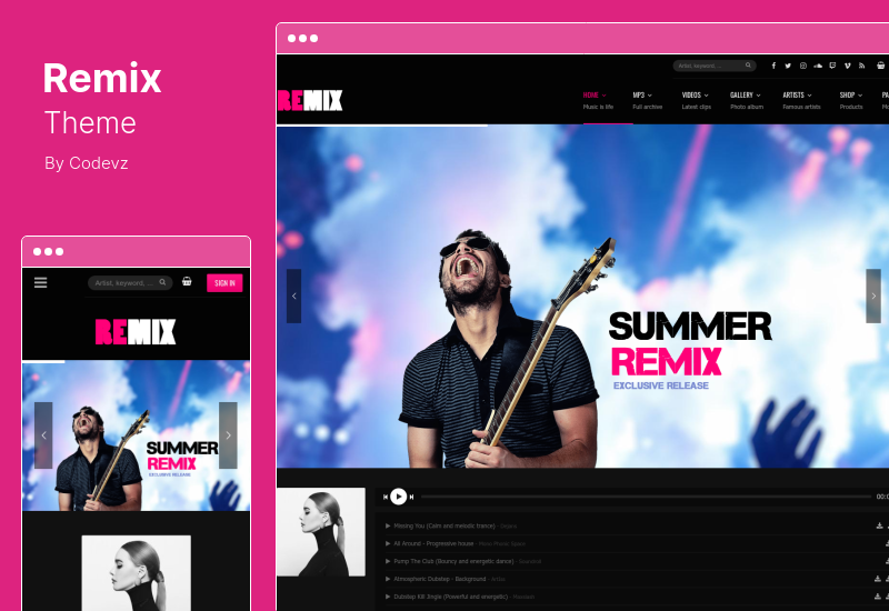 Tema Remix - Tema WordPress de Música