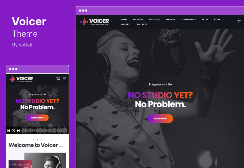 Tema Voicer - Tema WordPress de gravação e estúdio de som