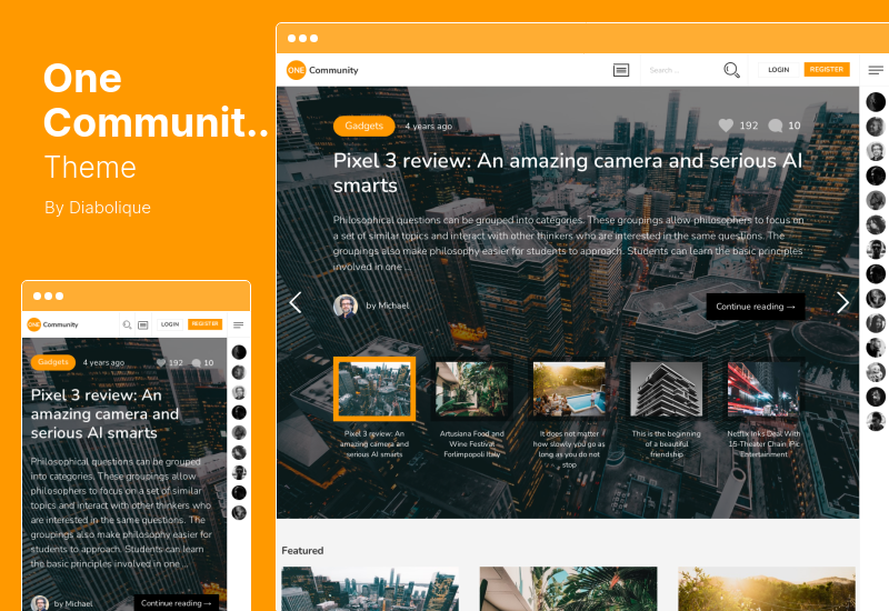 OneCommunity テーマ - BuddyPress メンバーシップ WordPress テーマ