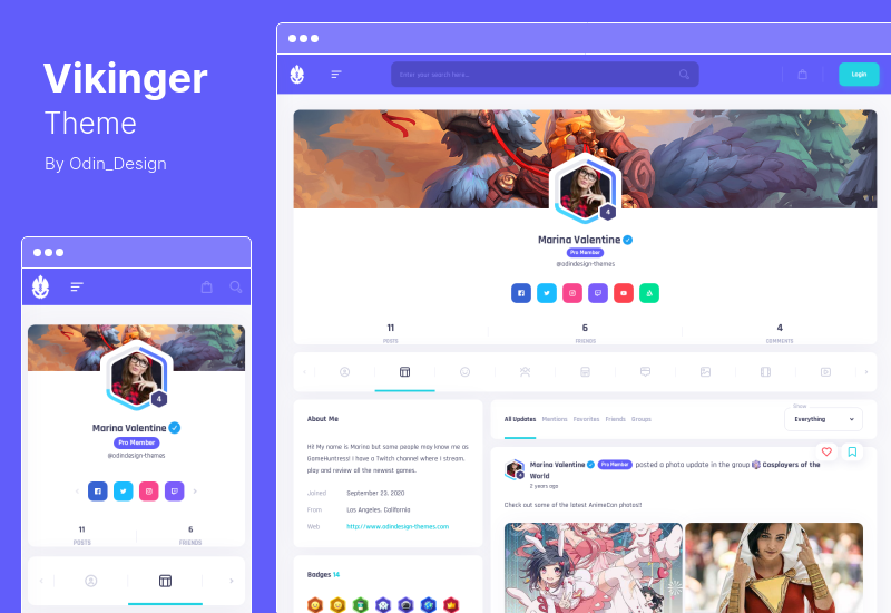 Vikinger テーマ - BuddyPress および GamiPress ソーシャル コミュニティ WordPress テーマ