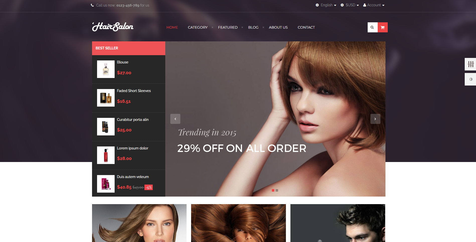 미용실 - 무료 PrestaShop 테마