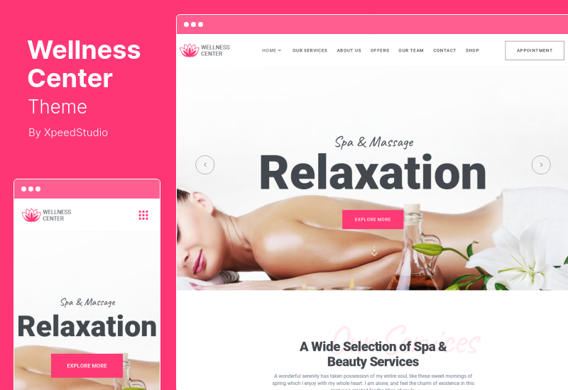 WellnessCenter Theme - Tema de WordPress para centro de bienestar y salón de belleza Spa