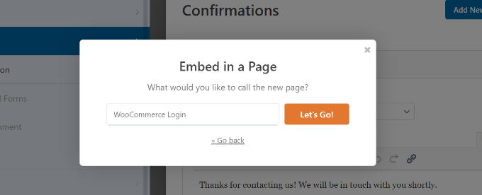 输入新登录页面的名称 Enter a name for new login page