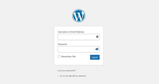 标准 WordPress 登录屏幕示例 Standard WordPress login screen example