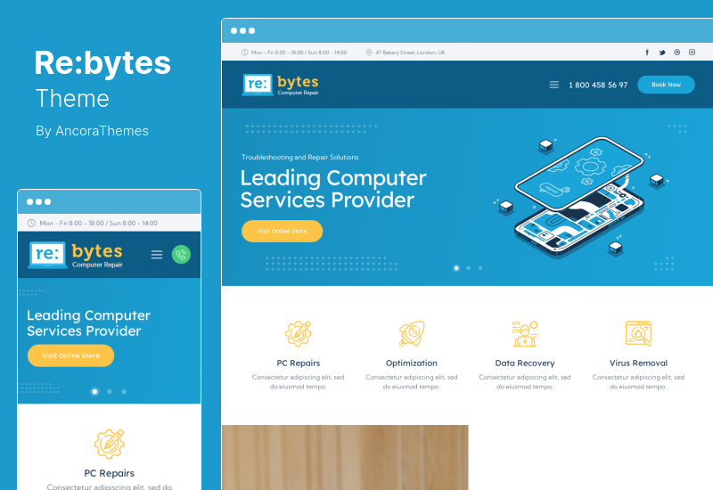 Tema Re:bytes - Tema WordPress per servizi di riparazione elettronica e computer