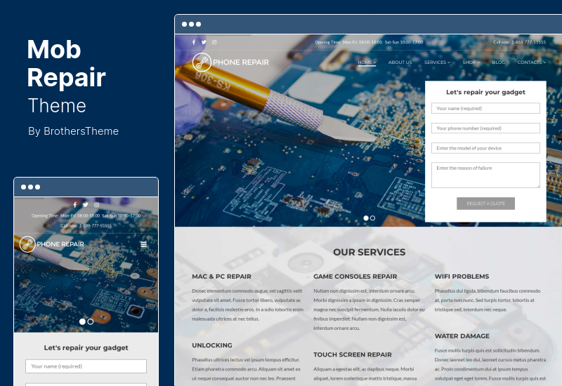 MobRepair Theme - Tema WordPress per servizi di riparazione di telefoni cellulari