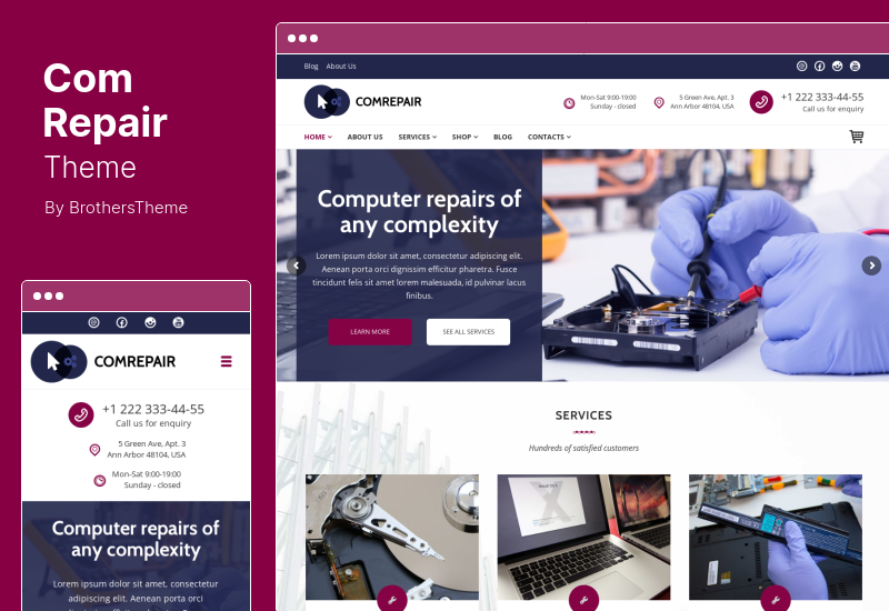 Tema ComRepair - Tema WordPress per servizi di riparazione computer