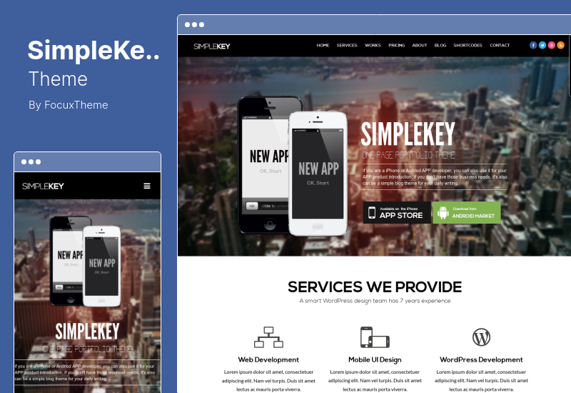 Tema SimpleKey - Tema WordPress del portfolio di una pagina