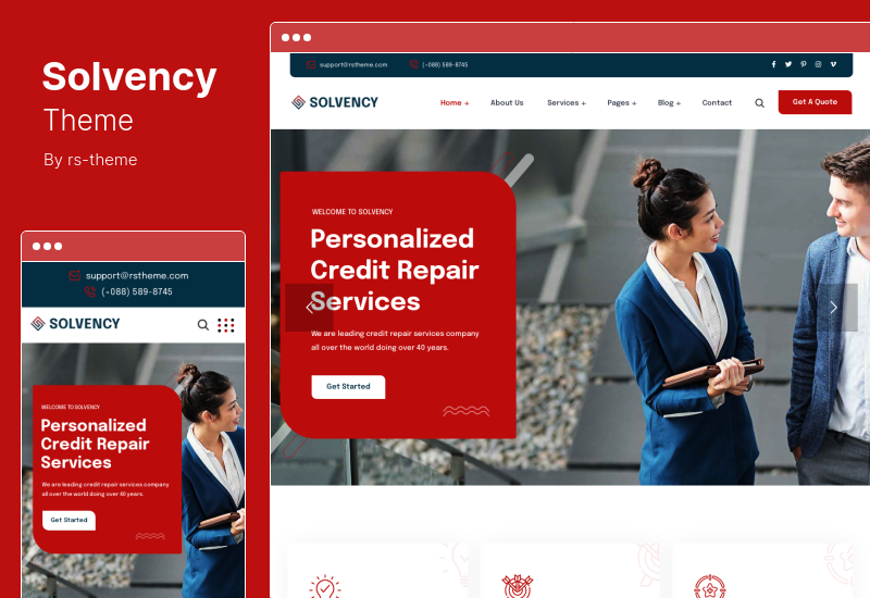 Solvency Theme - การเงินและการซ่อมแซมสินเชื่อ WordPress Theme