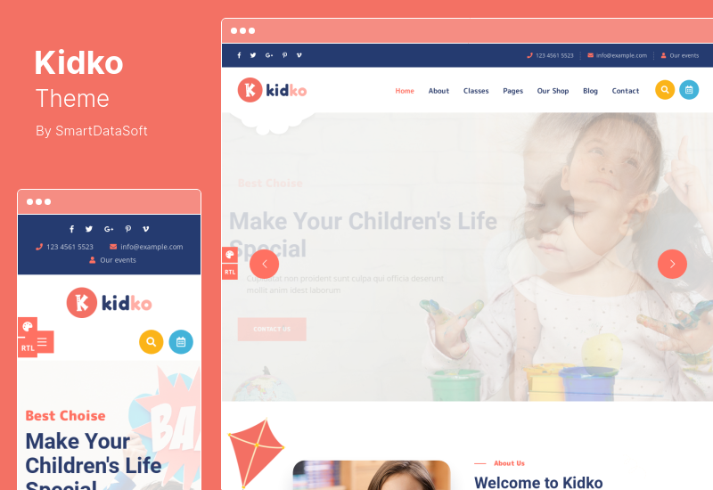 Kidko 主題 - 幼兒園嬰兒護理 WordPress 主題