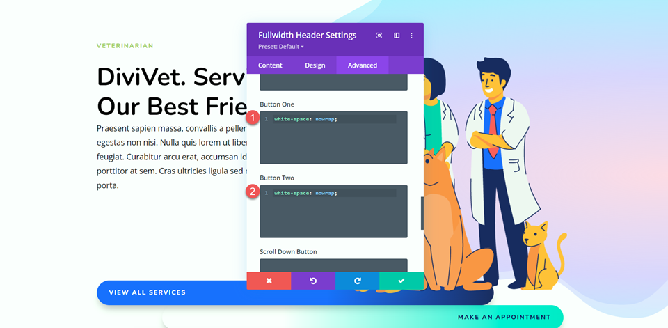 Divi Fullwidth Header Hero Bölüm Düğmesi CSS