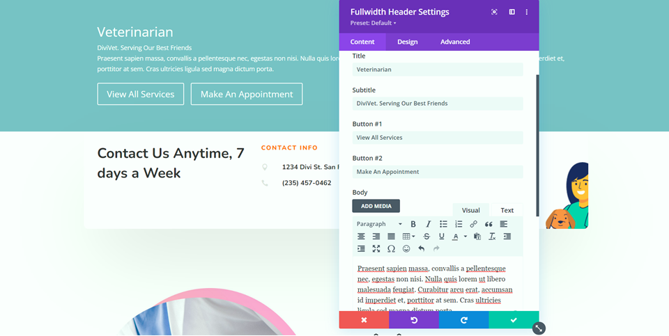 Divi Fullwidth Header Hero Bölümü İçerik Ekle
