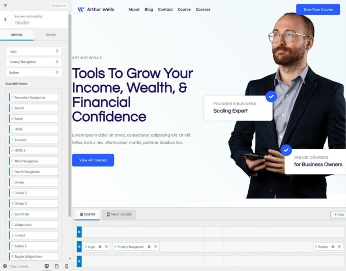 Конструктор заголовков Kadence