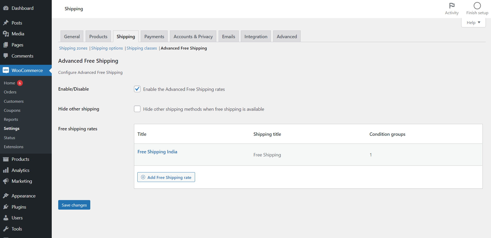 Plugin de envio gratuito do WooCommerce