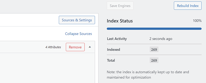 インデックスの状態 Index status