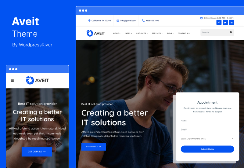 Tema Aveit - Tema WordPress per la pagina di destinazione aziendale