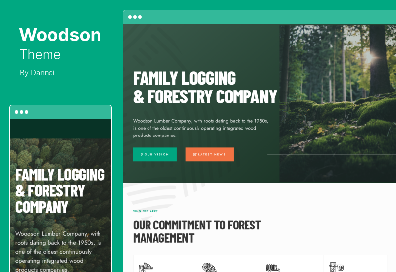 Tema Woodson - Tema WordPress per la silvicoltura e la registrazione