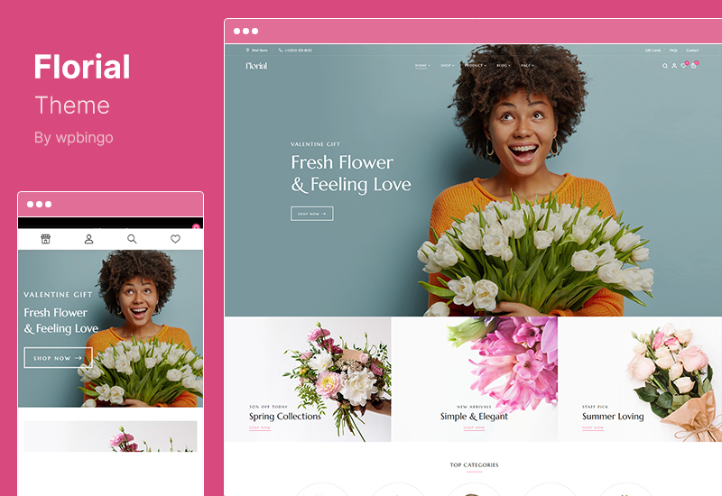 موضوع الأزهار - سمة WooCommerce WordPress لمتجر الزهور