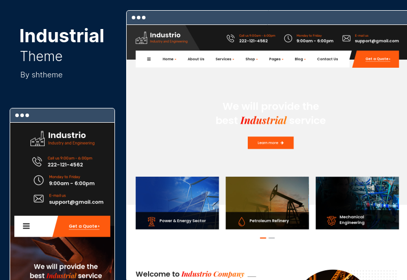 ธีมอุตสาหกรรม - โรงงานอุตสาหกรรม WordPress Theme