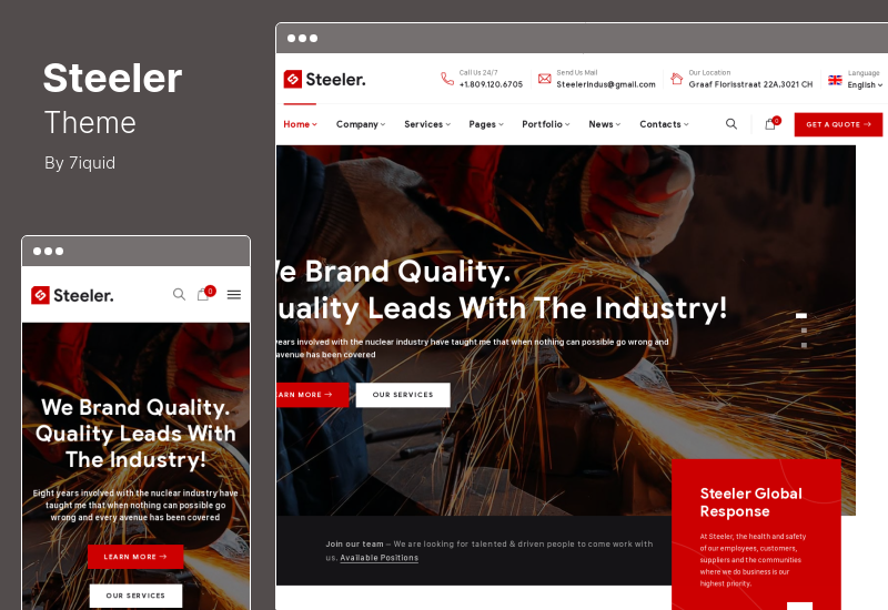 ธีม Steeler - อุตสาหกรรมการผลิต WordPress Theme