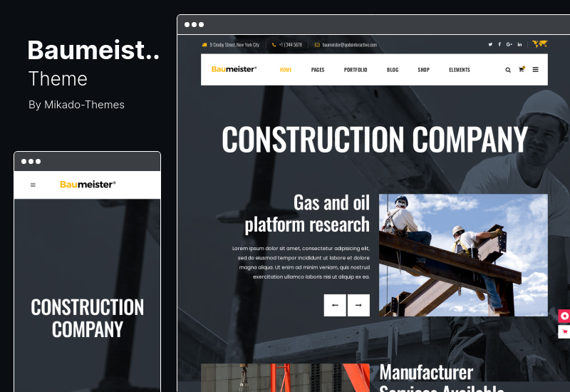 Baumeister Theme - ธีม WordPress สำหรับอุตสาหกรรมการผลิต