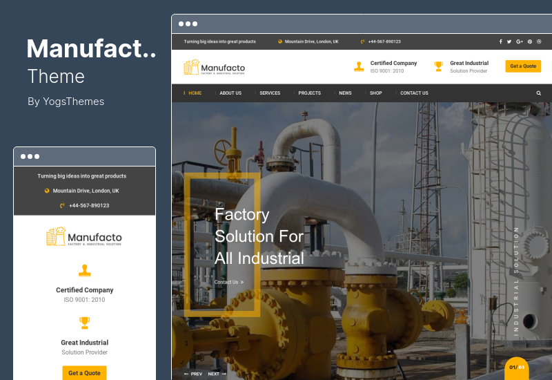 ธีม Manufacto - ธีม WordPress โรงงาน