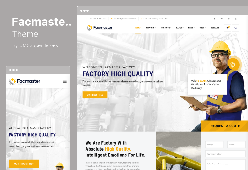 ธีม Factmaster - ธีม WordPress อุตสาหกรรมโรงงาน