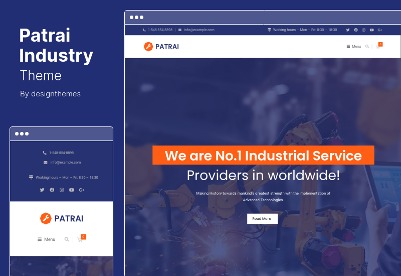 ธีมอุตสาหกรรม Patrai - ธีม WordPress อุตสาหกรรม