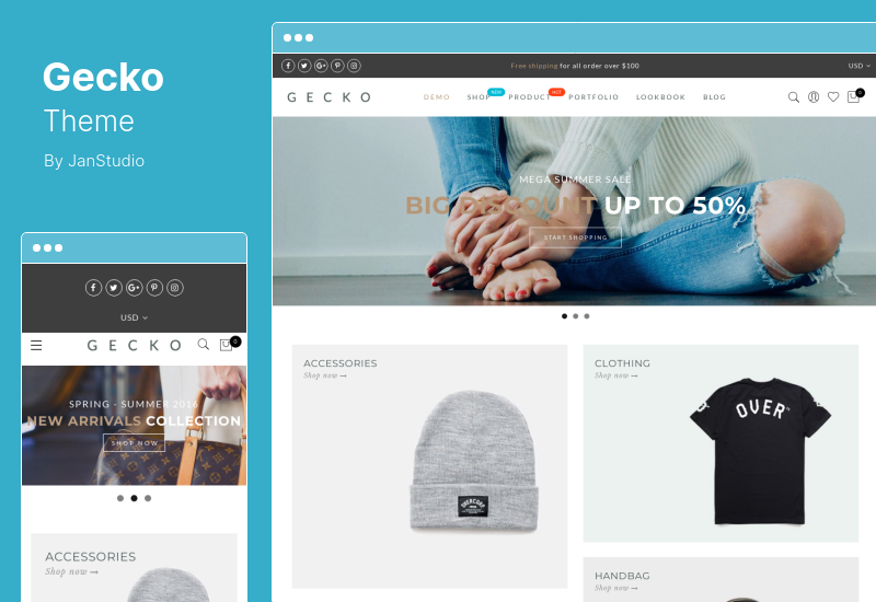 Тема Gecko — мощная тема AJAX для WooCommerce