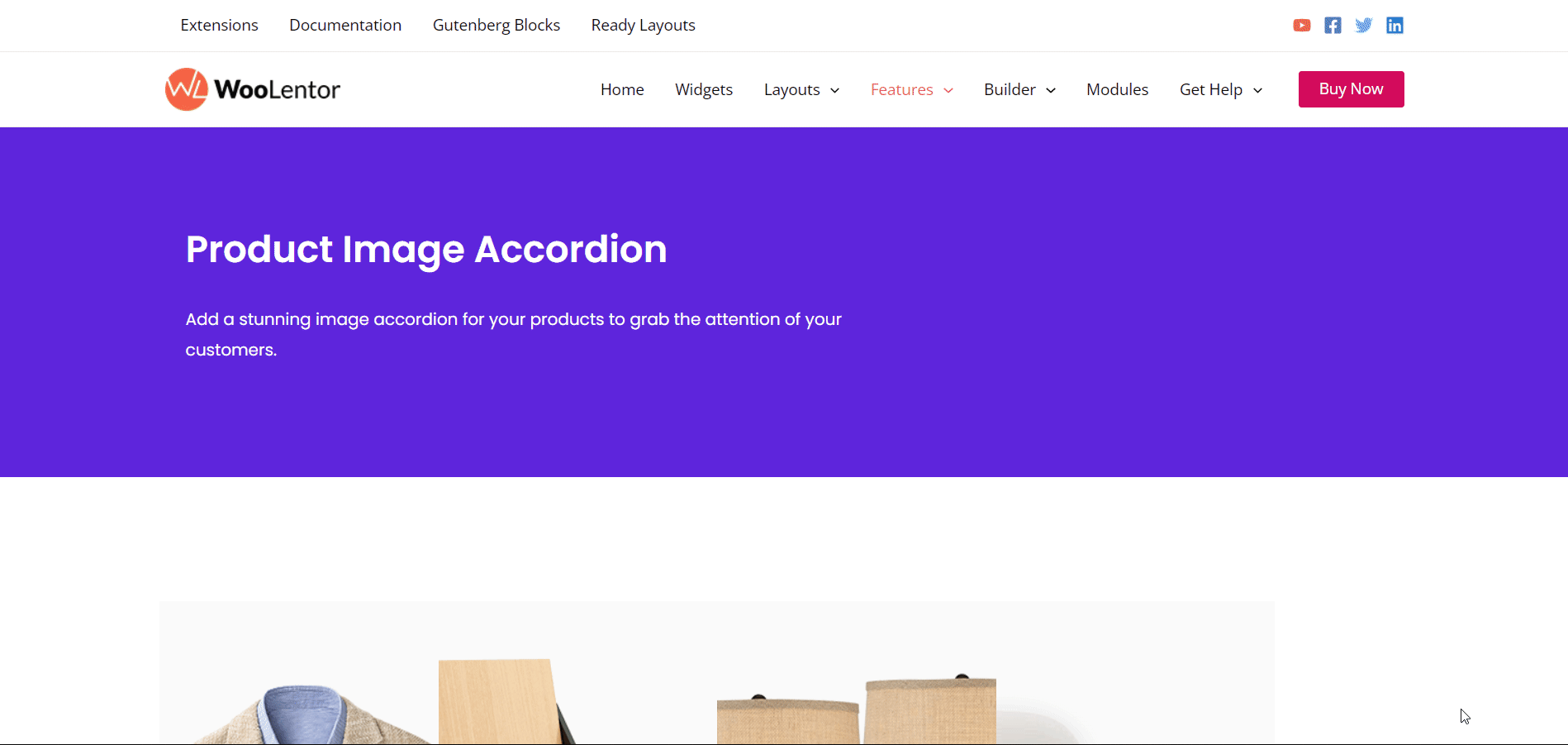 WooLentor WooCommerce builder صورة المنتج الأكورديون